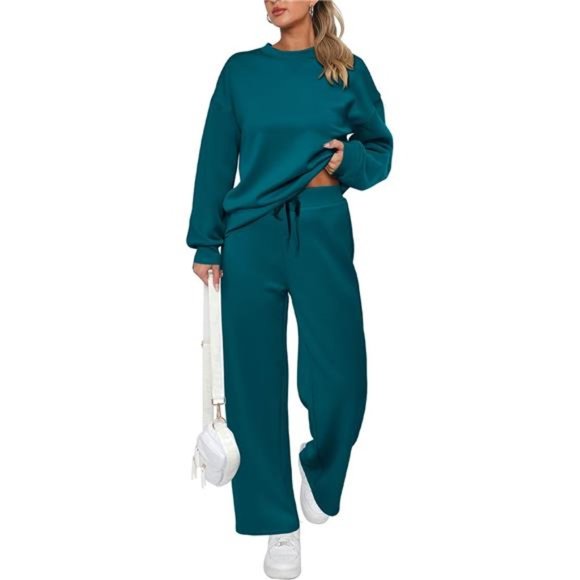Pants - Women's 2 Piece Outfits Long Sleeve Pullover Tops And Long Pants Tracksuit Set